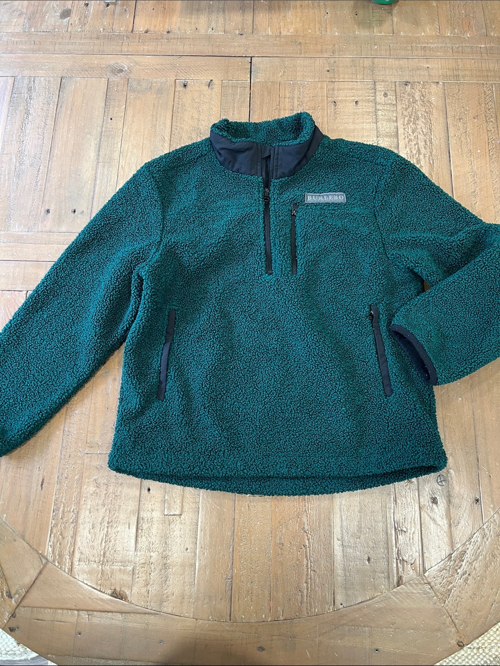 BURLEBO Green quarter zip Fleece Pullover jacket boys 10-12 years cozy warm
